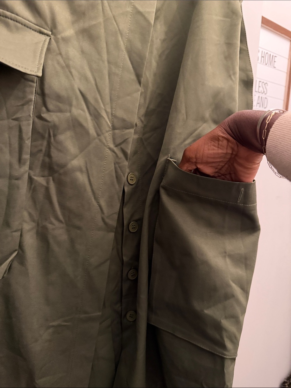 Olive Green Utility Button-Front Midi Skirt - Picture 5 of 7